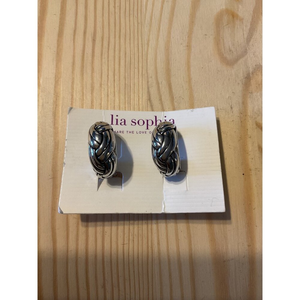 Lia Sophia Silver-Tone Clip-On Earrings With Twisted Design